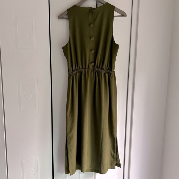J.Crew sleeveless back button dress size 6 olive green - Picture 3 of 9